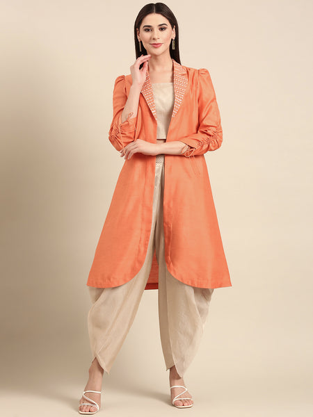 Orange Linen Satin Jacket - ASJ071
