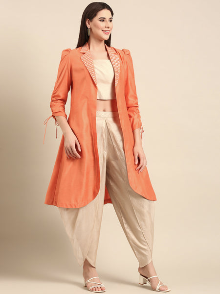 Orange Linen Satin Jacket - ASJ071