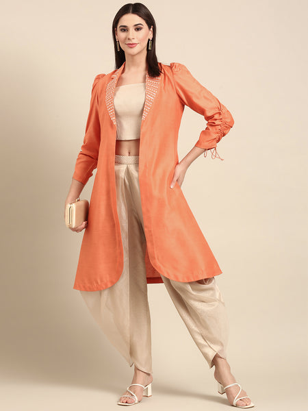 Orange Linen Satin Jacket - ASJ071