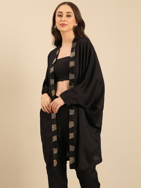 Black Bemberg Silk Jacket - ASJ073