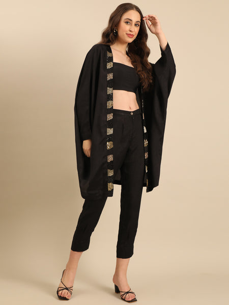 Black Bemberg Silk Jacket - ASJ073