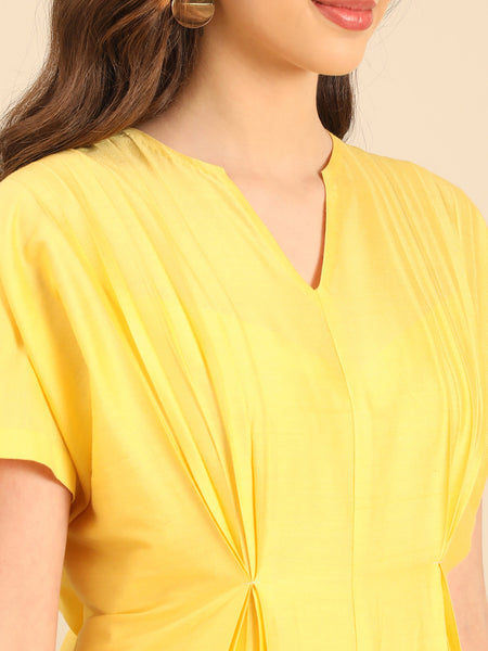 Yellow Cotton Silk Jumpsuit - ASJS021