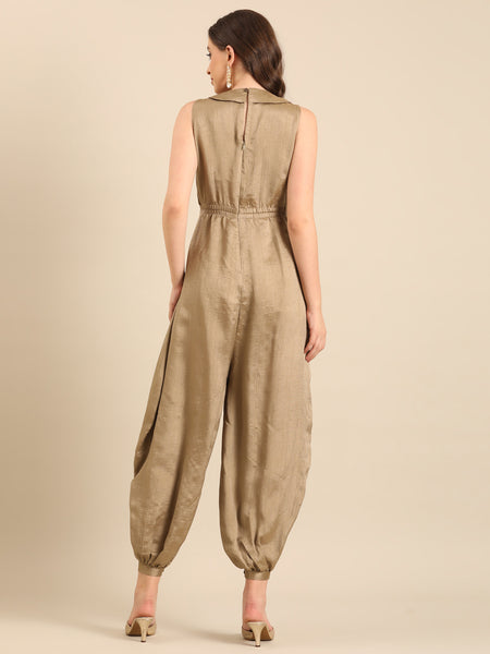 Bronze Bemberg Silk sleevless Jumpsuit  - ASJS022