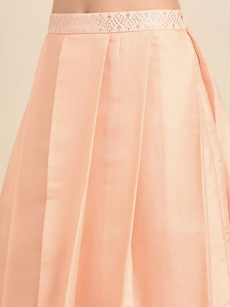 Pink Silk Linen Lehenga - ASLHSET005