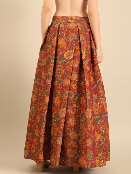 Green Brown Chanderi Lehenga Set  -  ASLHSET009