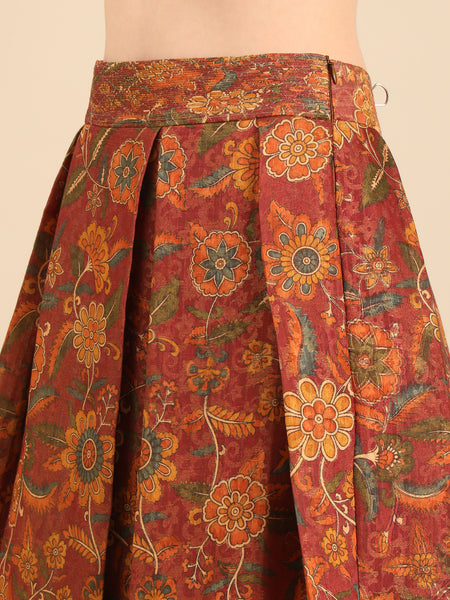 Green Brown Chanderi Lehenga Set  -  ASLHSET009