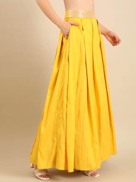 Yellow Chanderi Lehenga set  -  ASLHSET010