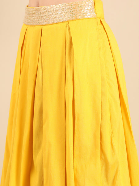 Yellow Chanderi Lehenga set  -  ASLHSET010