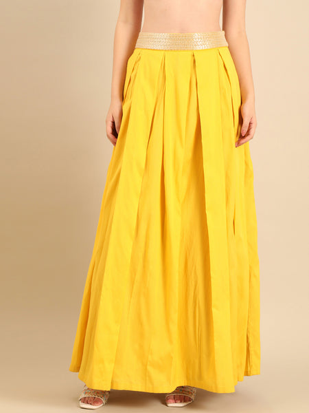 Yellow Chanderi Lehenga set  -  ASLHSET010