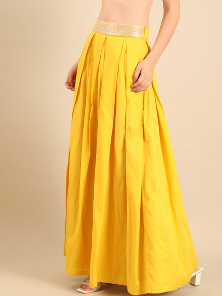 Yellow Chanderi Lehenga set  -  ASLHSET010