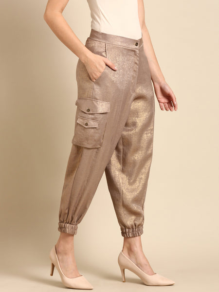 Beige foil Pant - ASP057