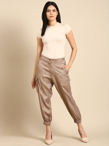 Beige foil Pant - ASP057