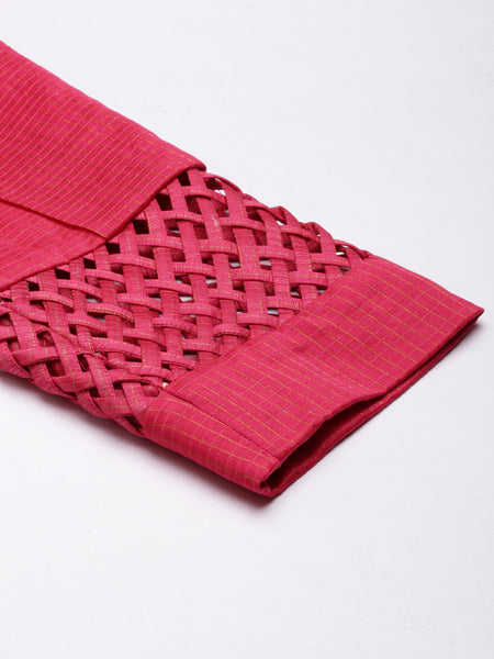 Pink Chanderi Kota Cord Set - ASCRSET021