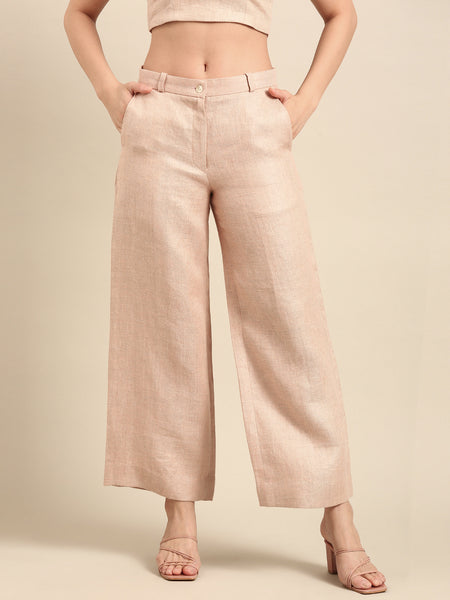 Peach Linen Jacquard Bottoms - ASP069