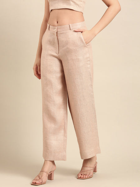 Peach Linen Jacquard Bottoms - ASP069