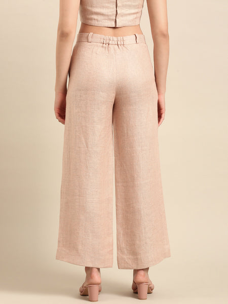 Peach Linen Jacquard Bottoms - ASP069