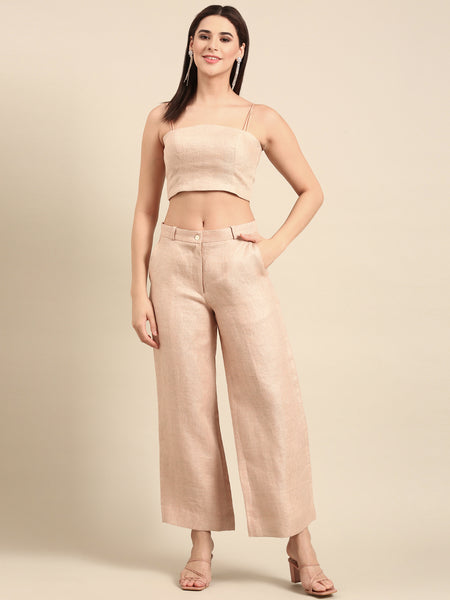 Peach Linen Jacquard Bottoms - ASP069