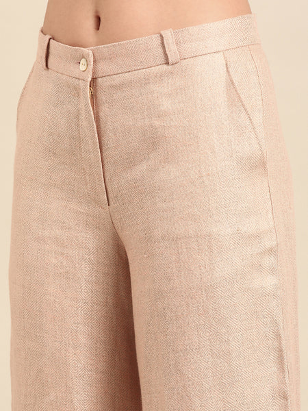 Peach Linen Jacquard Bottoms - ASP069