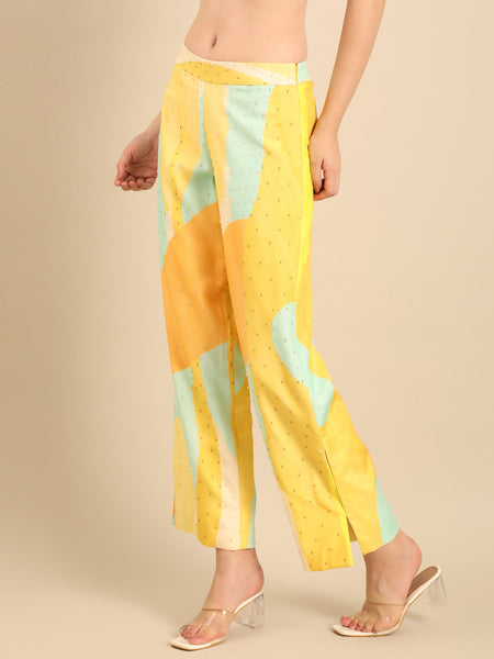 Yellow Aqua Muslin Bottom - ASP075