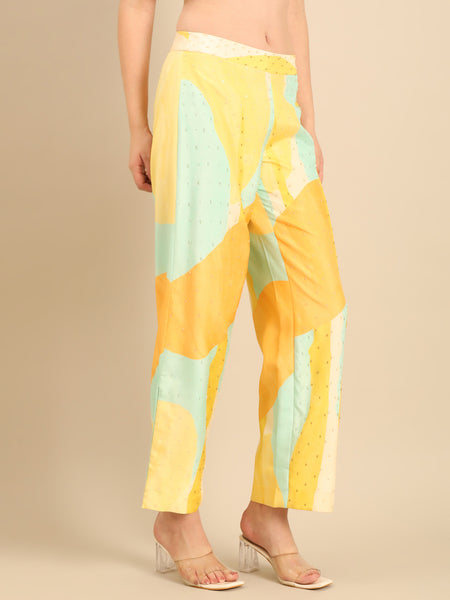 Yellow Aqua Muslin Bottom - ASP075