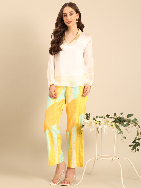 Yellow Aqua Muslin Bottom - ASP075