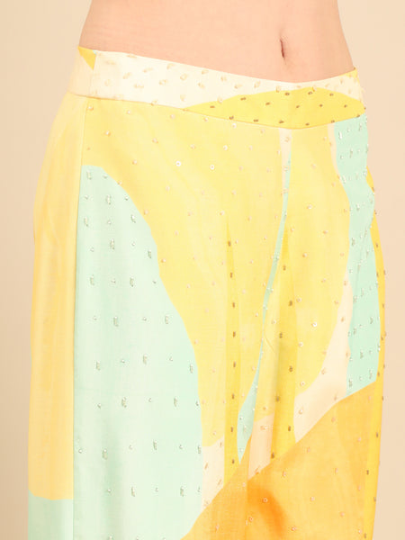 Yellow Aqua Muslin Bottom - ASP075