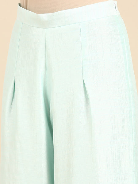 Aqua Blue Silk Palazzo Pants - ASPL035