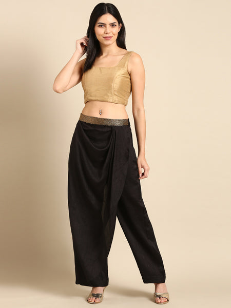 Black Crush Silk Palazzo Pant - ASPL040