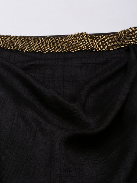 Black Crush Silk Palazzo Pant - ASPL040