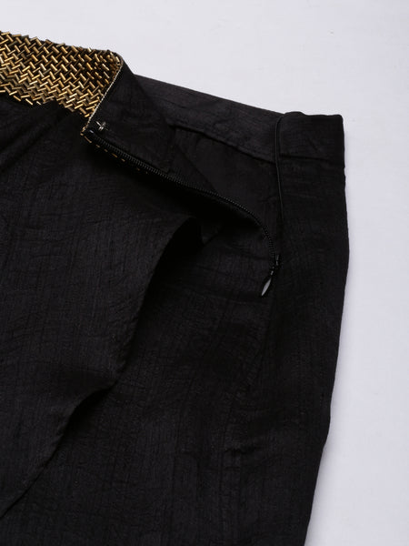 Black Crush Silk Palazzo Pant - ASPL040