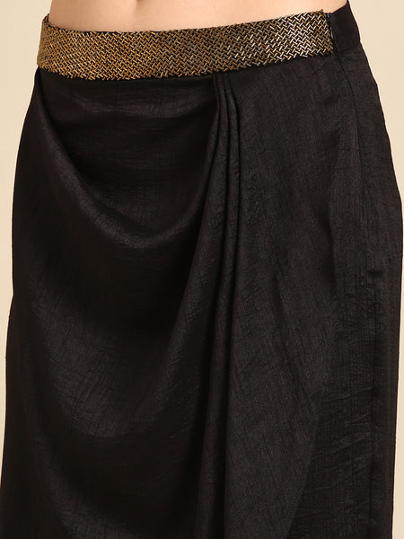 Black Crush Silk Palazzo Pant - ASPL040