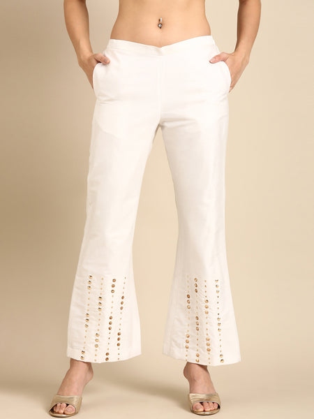 Ivory Cotton Silk Embroidery Cord Set - ASCRSET023