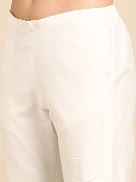 Ivory Cotton Silk Embroidery Cord Set - ASCRSET023