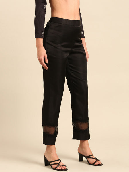 Black Silk Organza Pants - ASPL045