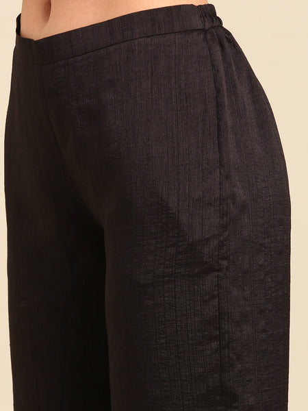 Black Silk Cotton Slub Pants - ASPL050