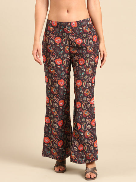 Brown Black Mulsin Print Pants - ASPL053