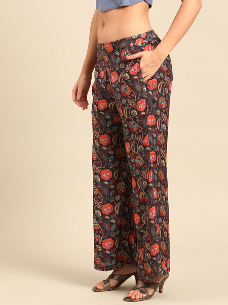 Brown Black Mulsin Print Pants - ASPL053