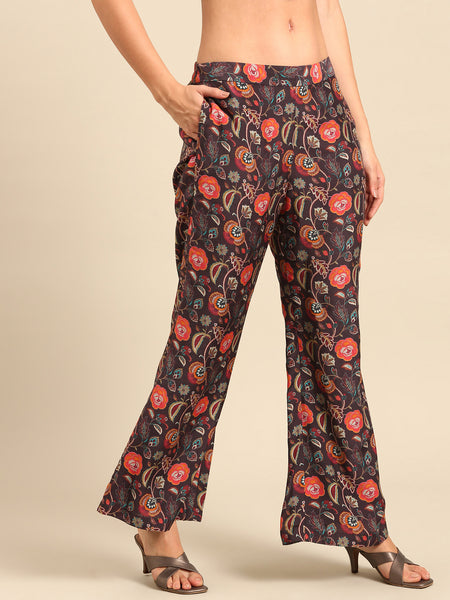 Brown Black Mulsin Print Pants - ASPL053