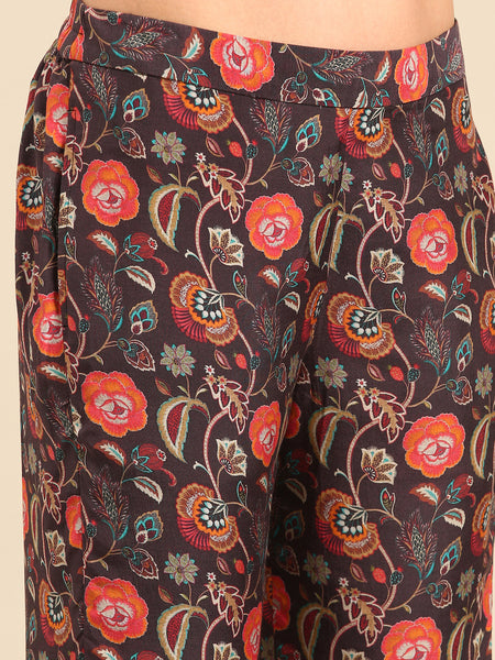 Brown Black Mulsin Print Pants - ASPL053