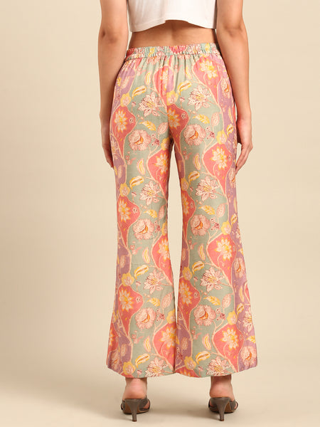 Peach Muslin Print Pants - ASPL054
