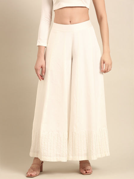 Ivory Slub Silk Bottoms - ASPL060