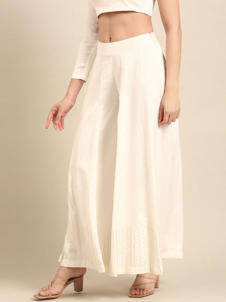 Ivory Slub Silk Bottoms - ASPL060