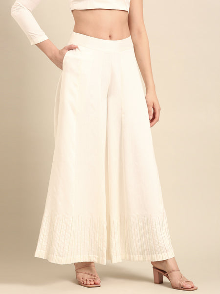 Ivory Slub Silk Bottoms - ASPL060