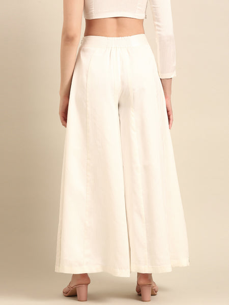 Ivory Slub Silk Bottoms - ASPL060