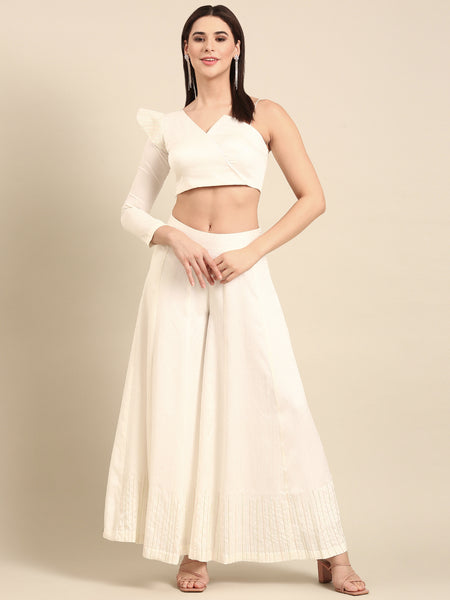 Ivory Slub Silk Bottoms - ASPL060