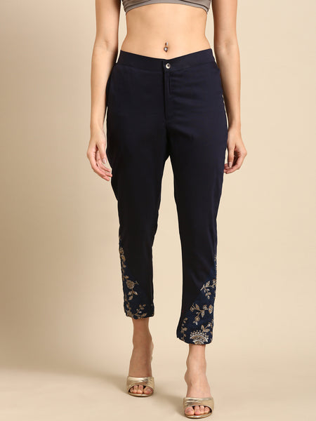 Blue Cotton silk Chanderi pant - ASP061