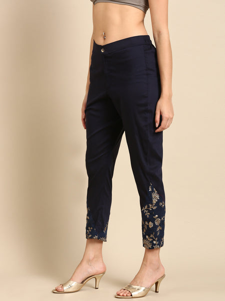 Blue Cotton silk Chanderi pant - ASP061