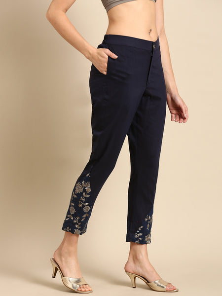 Blue Cotton silk Chanderi pant - ASP061