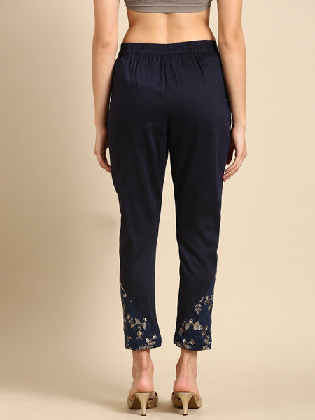Blue Cotton silk Chanderi pant - ASP061