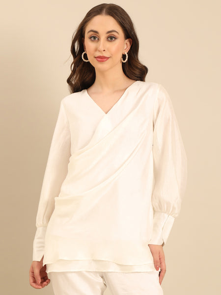 Ivory Bemberg Silk Top N Tunics - ASST0108